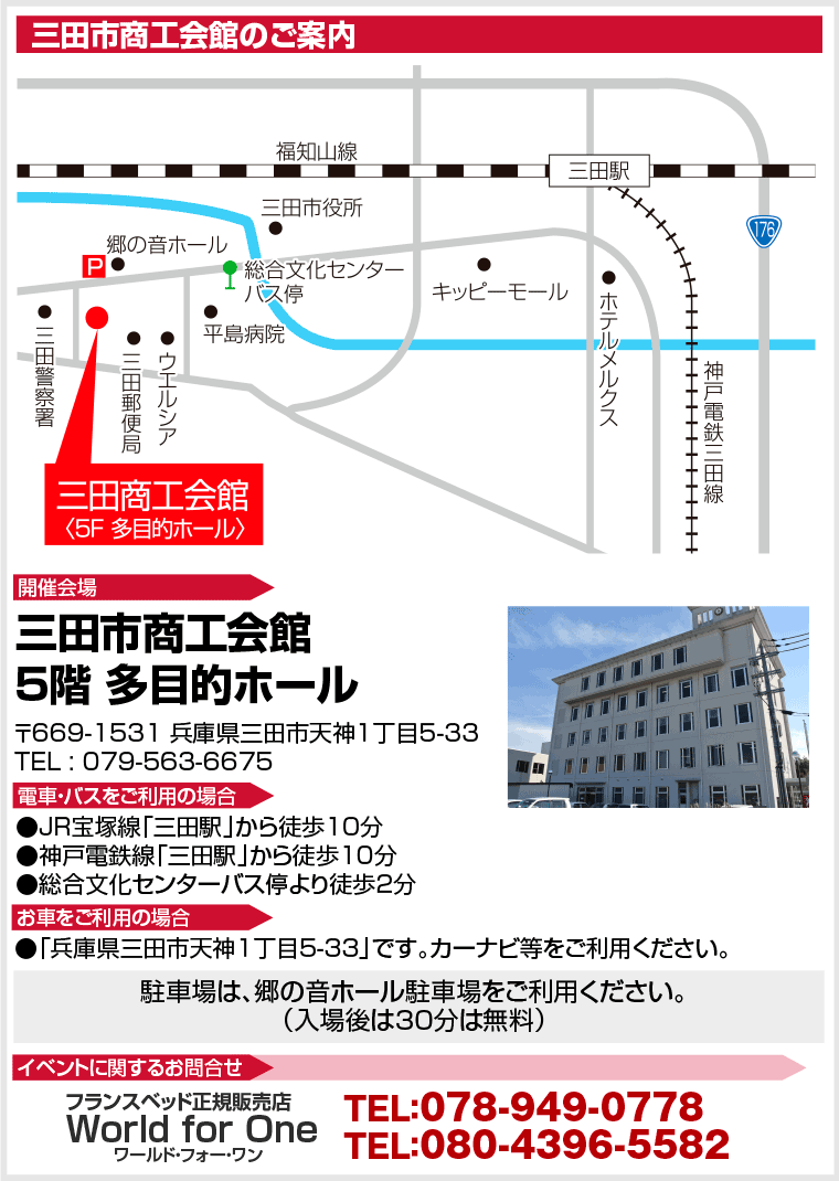 三田市商工会館へのアクセス