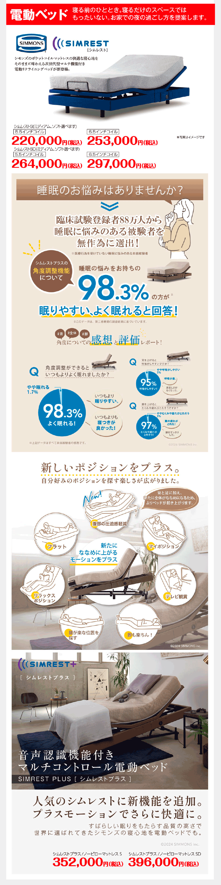 シモンズ電動ベッド